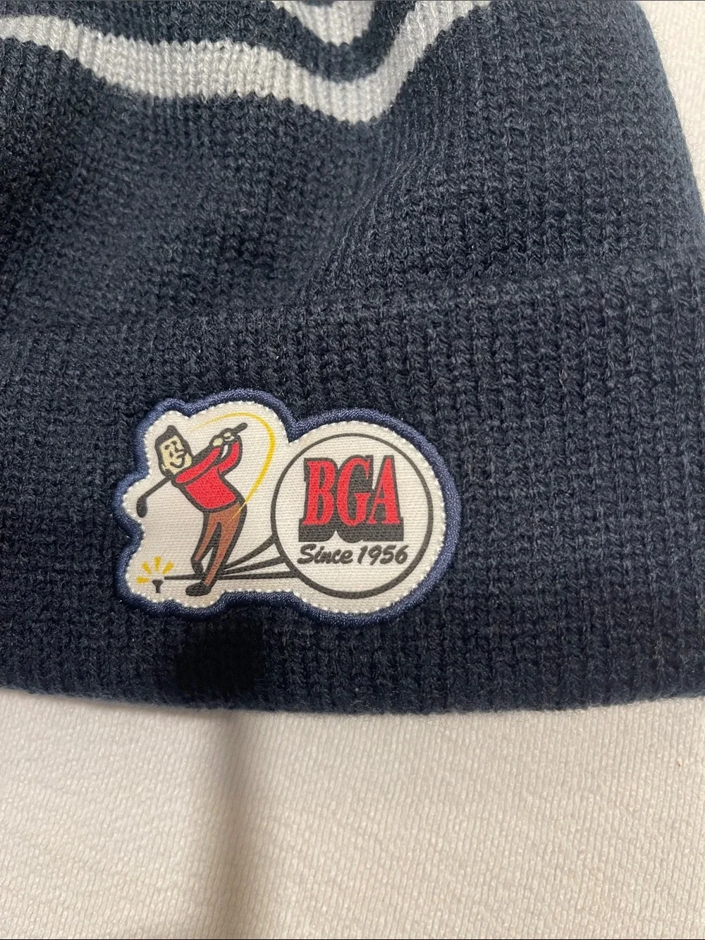 Kevin Krusoe Memorial Outing Pom Beanie Hat - Black with Gray Stripes